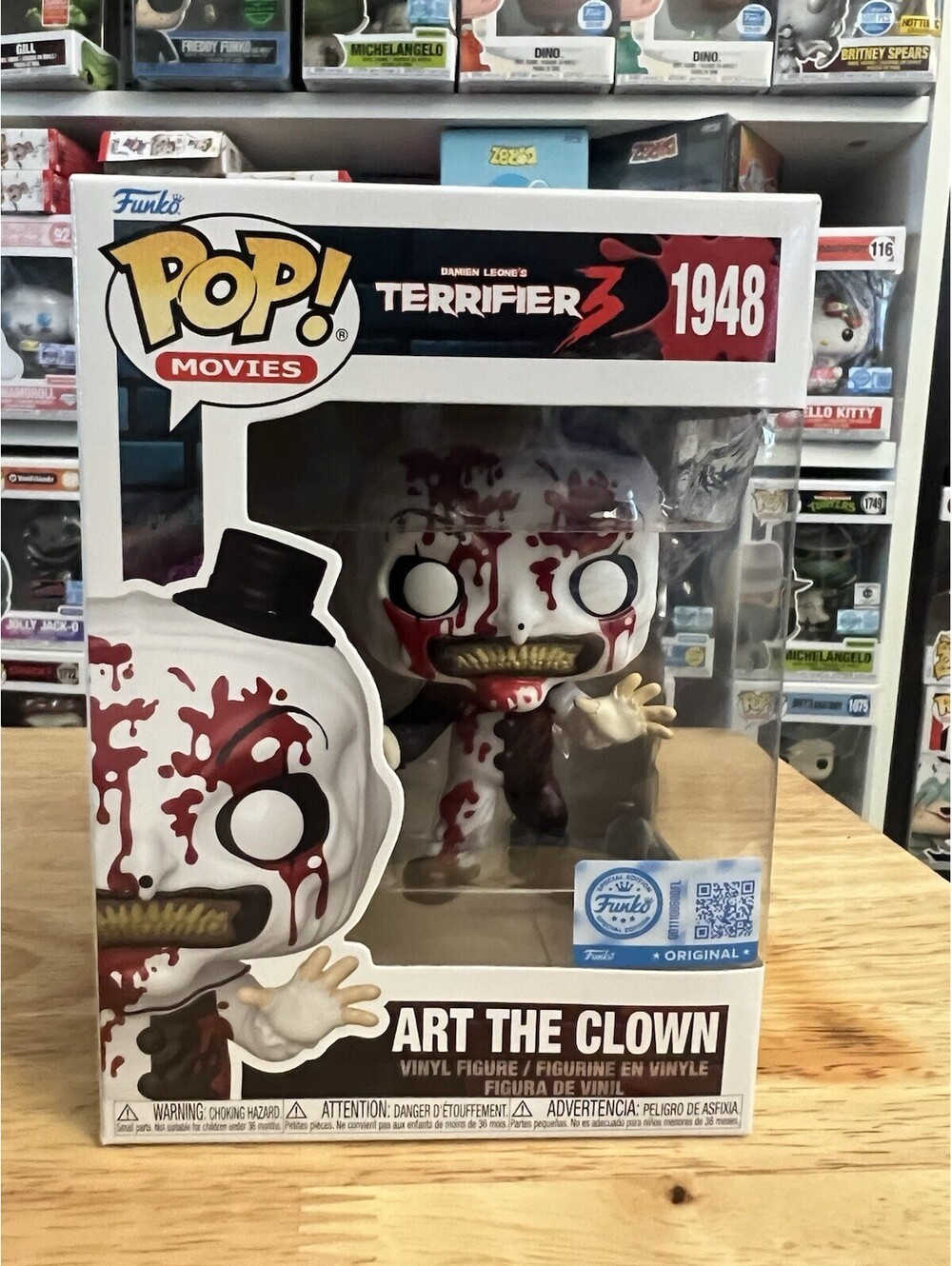 EXCLUSIVE Bloody Art the Clown w Knife Terrifier 3 Funko Pop #1948 Horror Movies